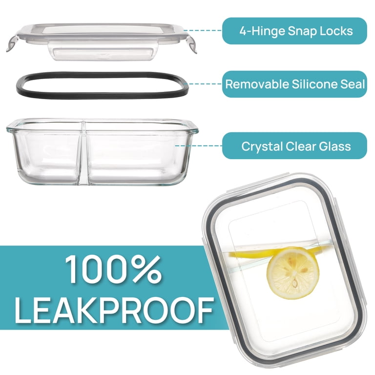 Sindcom 5-Pack 33oz Glass Meal Prep Containers 2-Compartment photo 6