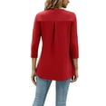thumbnail image 6 of ESASSALY Women 3/4 Sleeve V-Neck Blouses Button-down ShirtsTops Spring Loose Casual Shirts Streetwear, 6 of 7