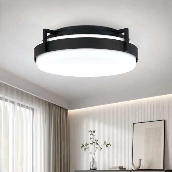 TICOZE 12 Inch Black Integrated LED Flush Mount for Bedrooms, Living Rooms, Kitchens, Hallways, 900 Lumens 20W, 5CCT Selectable 2700K,3000K,3500K,4000K,5000K, Dimmable