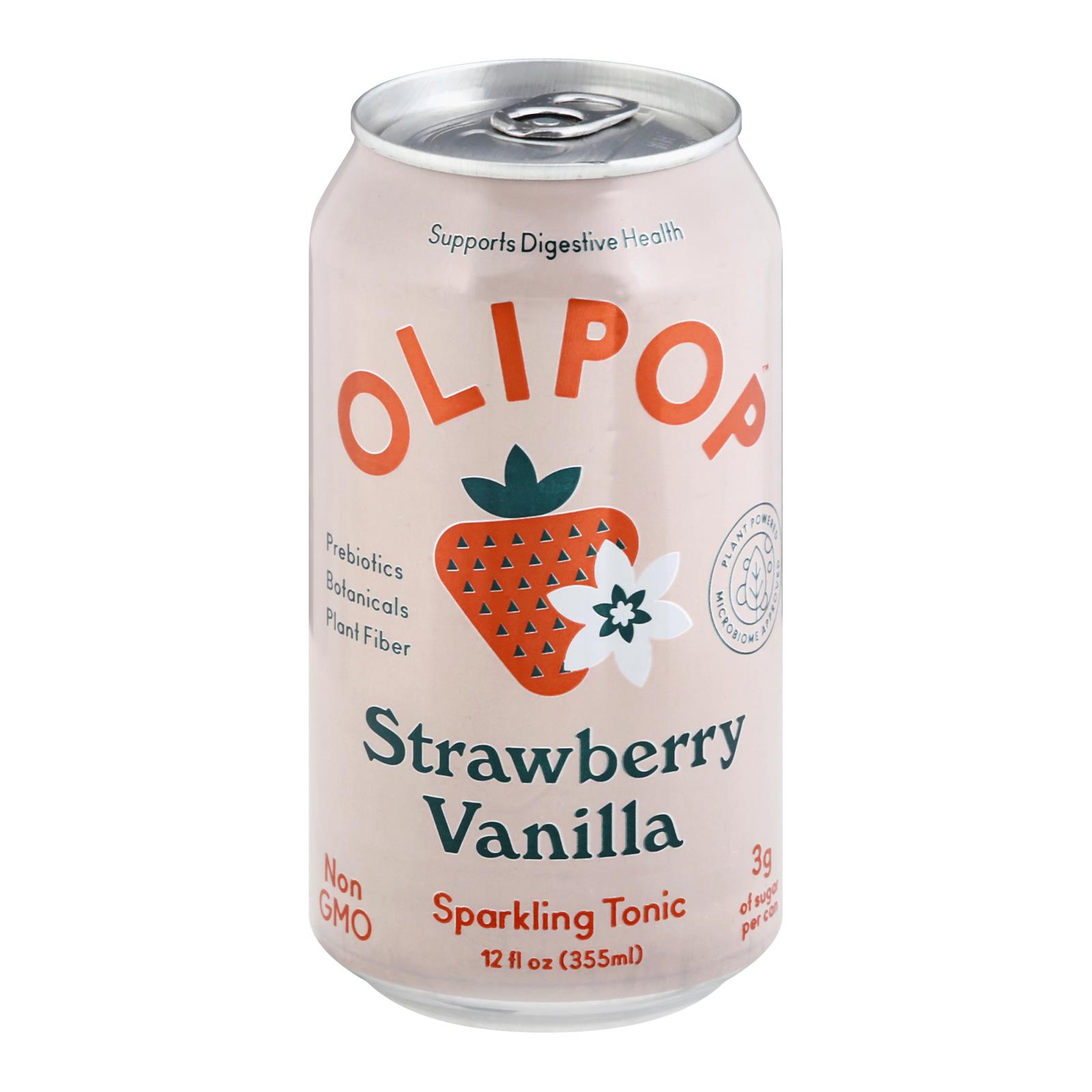 OLIPOP Strawberry Vanilla, A New Kind of Soda, 12 fl oz