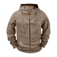 thumbnail image 5 of COSFO Brown Winter Jackets for Men Workout Hooded Sweatshirts Full Zip Long Sleeve with Pockets Loose Fit Winter Coats for Men, 5 of 5