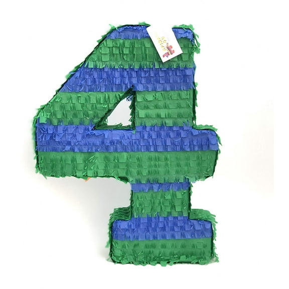 APINATA4U 20'' Tall Green Blue Number Four Piñata Fourth Birthday