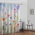 thumbnail image 3 of Extra Long 72"x84" Art Flowers Shower Curtain Set with Hooks Watercolor Botanical Bathroom Curtain Modern Minimalist Waterproof Bath Curtain Machine Washable, 3 of 6