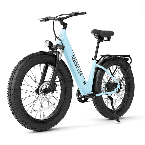 ANCHEER Electric Bike for Adults, 750W Ebike, 28MPH 60Miles Electric Mountain Bike, 26" Fat Tire Electric Bicycle with 48V 15AH Battery, Rear Rack, Lockable Suspension Fork,7 Speed, UL2849