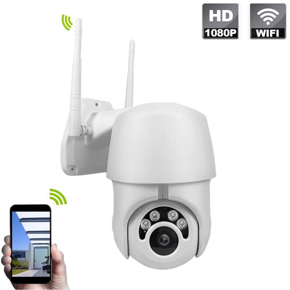 White Outdoor PTZ 2.4G WiFi Security Camera Wireless Bullet Surveillance Camera HD 1080P Pan/Tilt 5X Optical Zoom 165ft Night Vision Two-Way Audio IP66 Weatherproof Motion Detection & E-Mail 