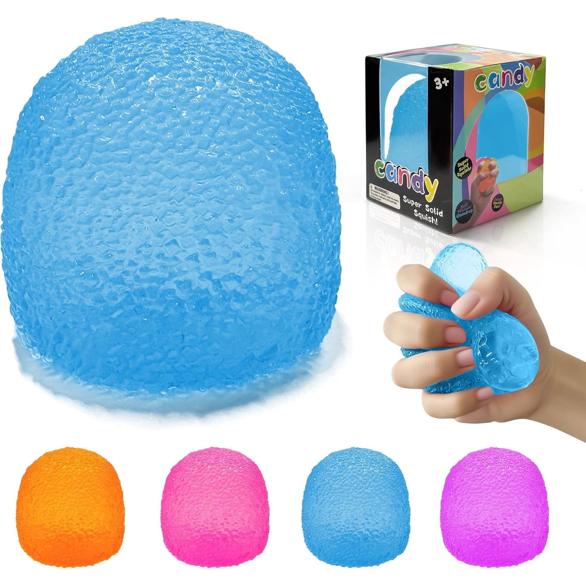 Stress Balls-Gumdrop Squishy Stress Adults, Super Solid Squeeze Ball, Sensory for Stress Relief, Birthday, Easter Basket Stuffers and Party Favors