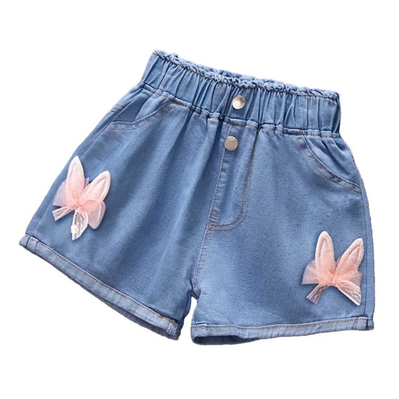 Toddler Jean Shorts for Girls Straight Leg Elastic Waist Shorts Kids Girls Summer Shorts 2-3 Years Shorts Girl