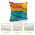 thumbnail image 4 of Leisuo  Sun Throw Pillow Cushion Cover, Abstract Sunset and Sunrise Concept with Ocean Sea Waves Backdrop, Decorative Square Accent Pillow Case,Turquoise Orange, 4 of 5