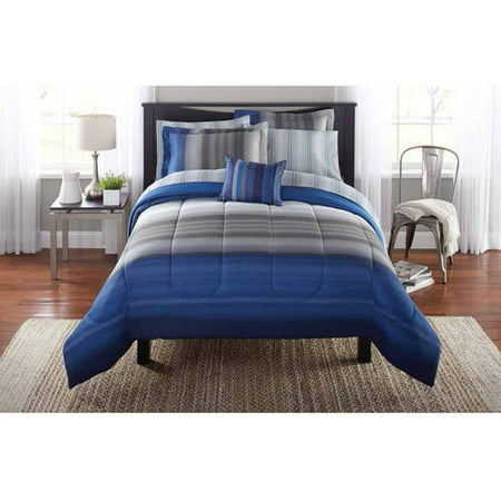Mainstays King Ombre Bed In A Bag Bedding Set 8 Piece Walmart Com