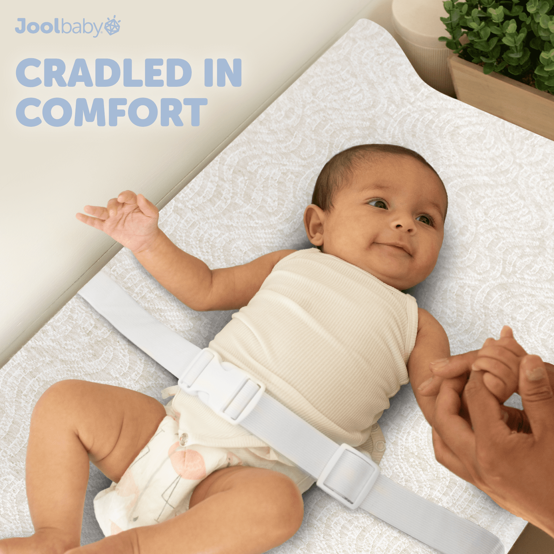 Jool Baby Soft Changing Pad + Washable Cover, Non-Slip - Fits Standard Changing Tables & Dressers (Wave Pattern, Off-White)
