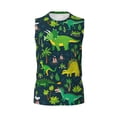 thumbnail image 6 of Lsque Dinosaurs and Flowers Print Men's Cotton Blend Sleeveless Muscle Shirts (S-3XL)- Moisture Wicking, Odor Protection, UPF 30+,Medium, 6 of 8