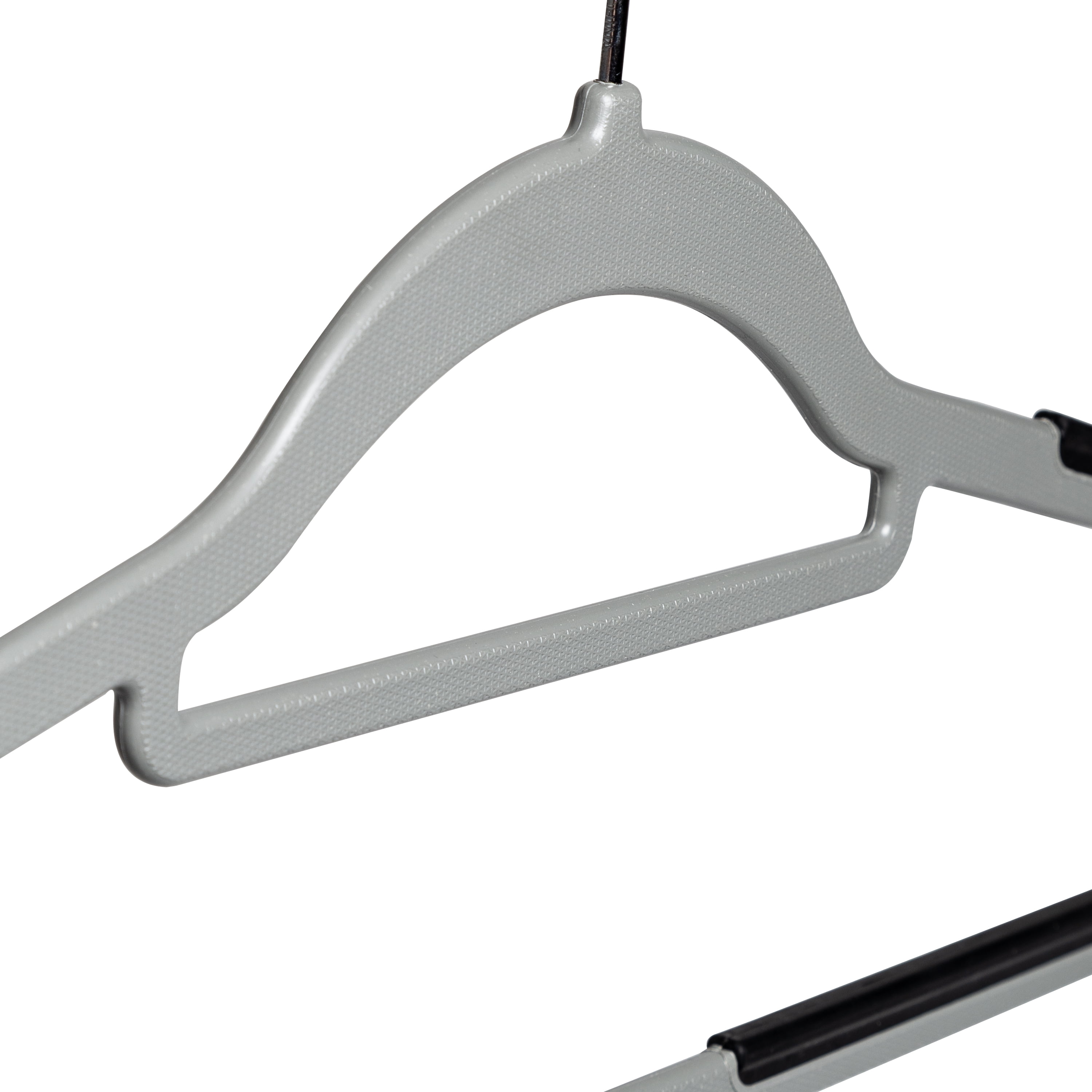 Clothes Hangers Pair Gray Plastic Strap Hooks 16.5 inch 2 Pieces