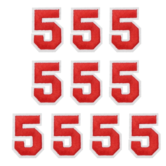 Uxcell Embroidered Numbers Patches, Numbers 5 Applique Embroidered Patch Sew on Decals 1.77 Inch, Red 10 Pcs