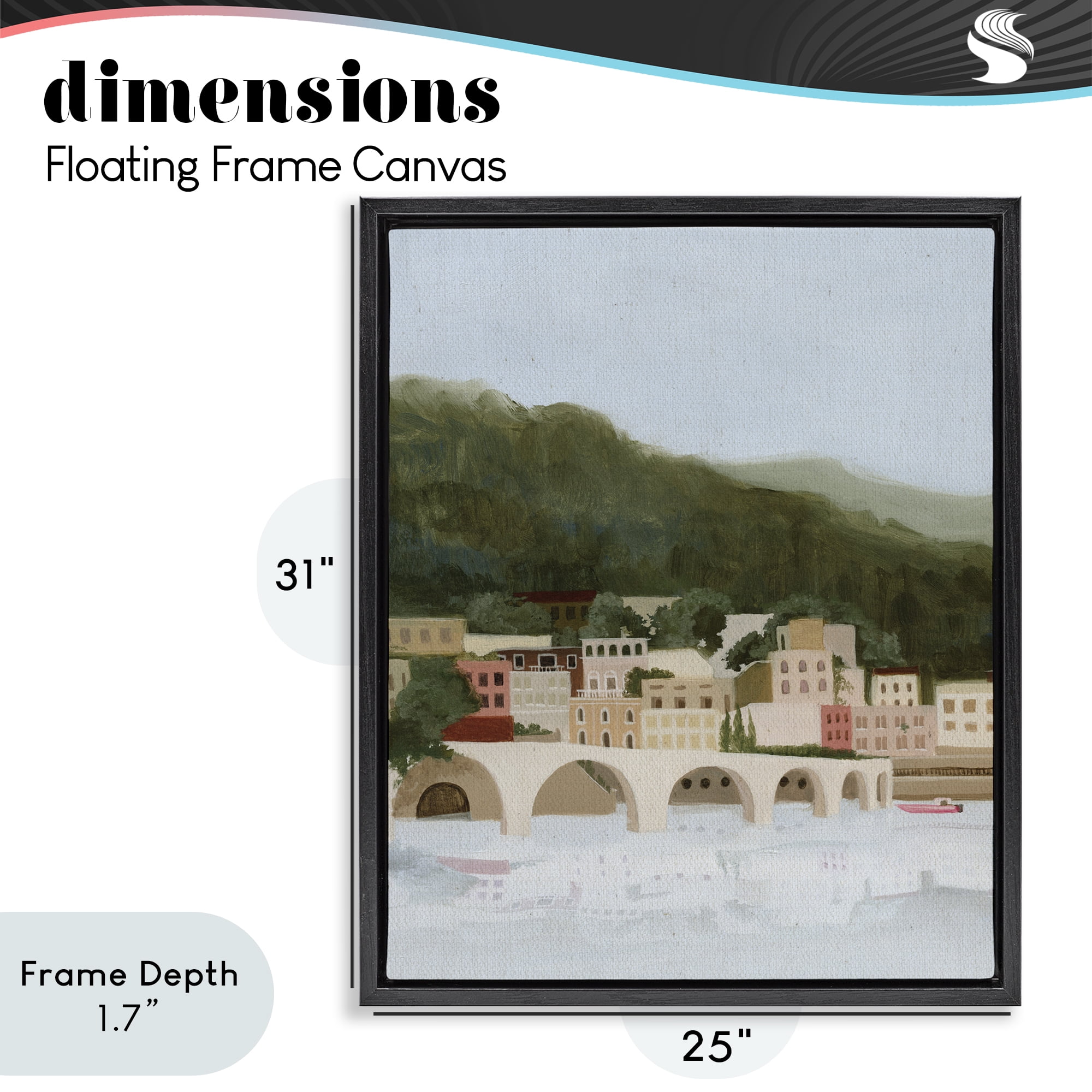 Stupell Industries Coastal Mountains By Sea Black Framed Floater Canvas Wall Art, design by Grace Popp