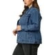 thumbnail image 4 of Chaqueta de mezclilla para mujer de tallas grandes Agnes Orinda, con botones y costuras, abrigo de mezclilla lavado, L azul mezclilla, 4 of 8
