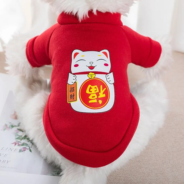 Sudadera de invierno con capucha para perros, chaqueta suave estampada para Chihuahua, ropa cálida para mascotas, disfraz de Año Nuevo