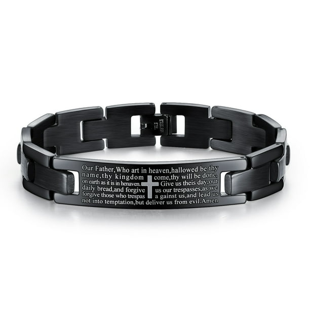 Pulsera de acero inoxidable para hombre, oración del Señor, 20 cm