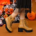 thumbnail image 2 of Unique Bargains Women's Chunky Heel Platform Ankle Combat Boots, 2 of 6
