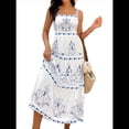 thumbnail image 3 of Vestido de Verano Sin Mangas con Estampado Floral y Escote en V para Mujer Azul M, 3 of 9