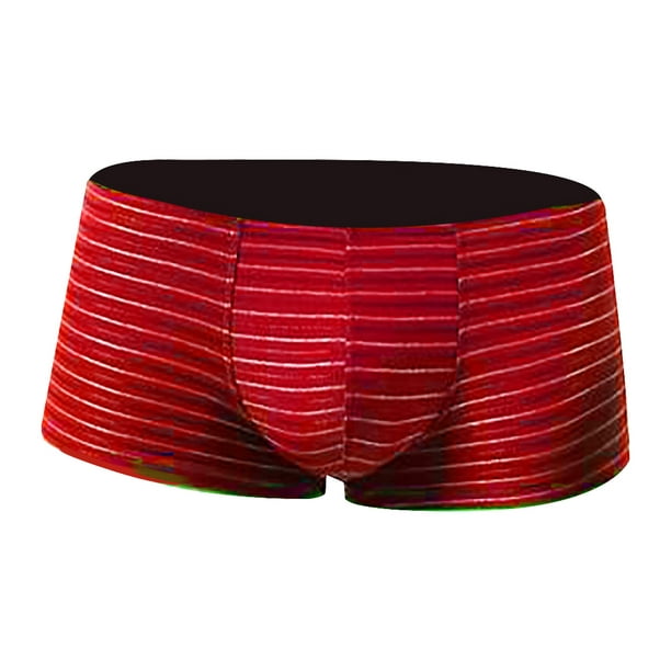 Birdeem Mens Underwear Fashion Trend Color Stripes Comfortable Low Waist  Boxer Briefs 