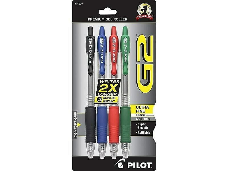 Pilot G2 Retractable Gel Pens Ultra Fine Point Assorted Ink 912181