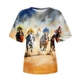 thumbnail image 4 of Levmjia Women's Crew Neck Short Sleeve T-Shirt, Horse Racing Graphic Print Casual Top, Loose Summer Tee for Ladies Daily Vacation, 4 of 5