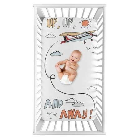 UPC: 0846480092292 | Vintage Airplane Red and Blue Photo Op Fitted Crib Sheet by Sweet Jojo Designs