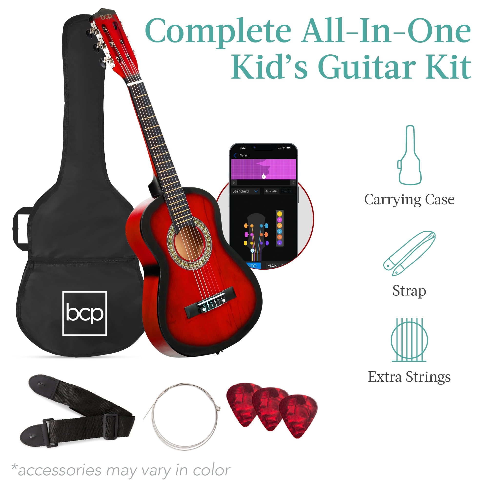 Best Choice Products 30in Kids Acoustic Guitar Beginner Starter Kit w/ Strap, Case, Strings - Redburst Best Choice Products 30in Kids Acoustic Guitar Beginner Starter Kit w/ Strap, Case, Strings - Redburst