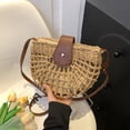 thumbnail image 5 of Woven Beach Crossbody Bag, Straw Small Saddle Shoulder Underarm Design, Bohemian Summer Vacation Handbag, Bag for Beach Vacation Travel Daily Use, 5 of 9