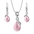 thumbnail image 2 of Juego de Cadena de aleación Hipoalergénico Piedra de ópalo transparente rosa gris Sunnimix Pendientes de collar, 2 of 8