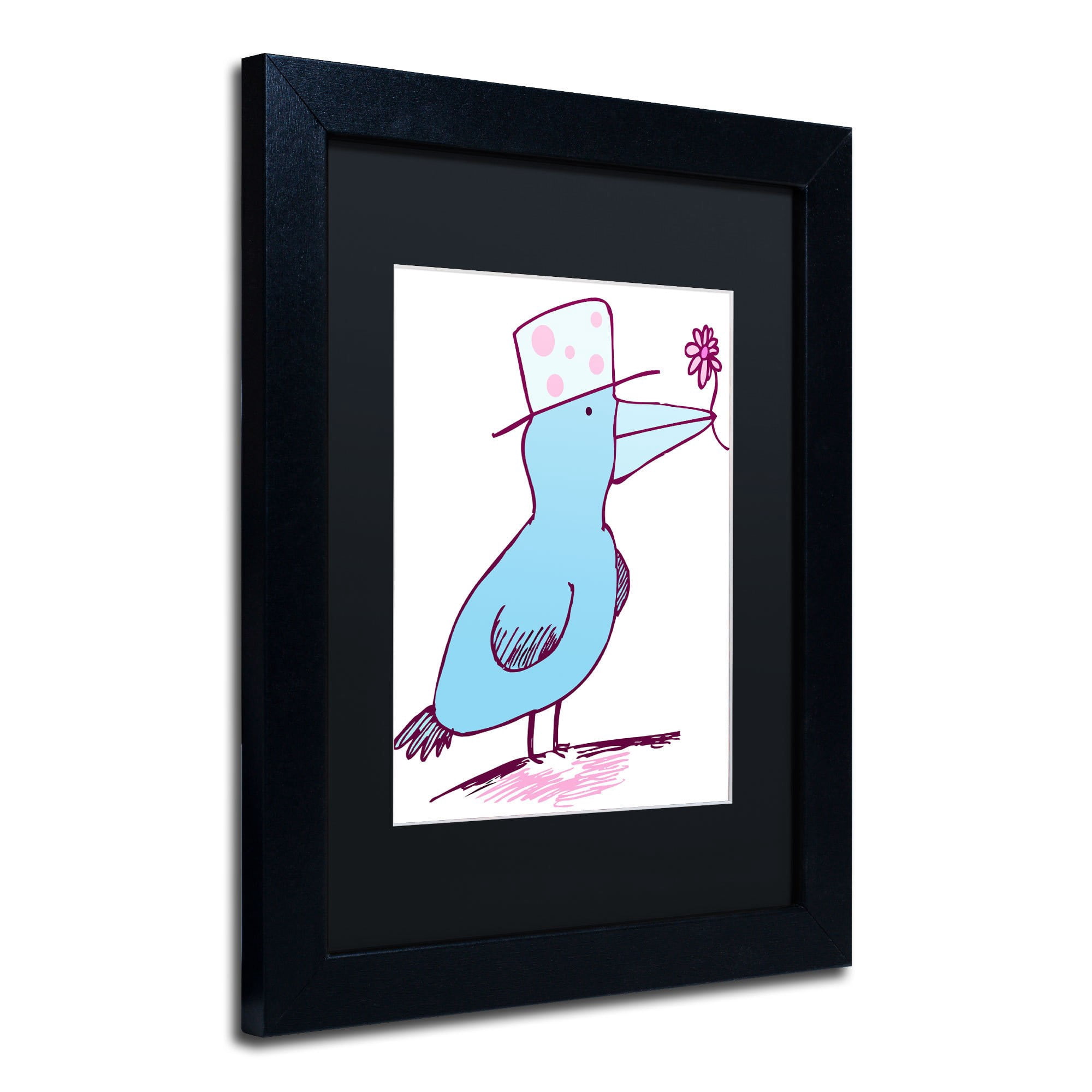 Trademark Fine Art "Flower Bird" Canvas Art by Carla Martell, Black Matte, Black Frame