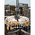 thumbnail image 3 of Round Outdoor Tablecloth With Umbrella Hole And Zipper– Farm Fall Thanksgiving Waterproof Patio Table Cover for Party, Picnic, Backyard, 50" Dia. , Orange Plaid Pumpkin Maple Leaf, 3 of 8