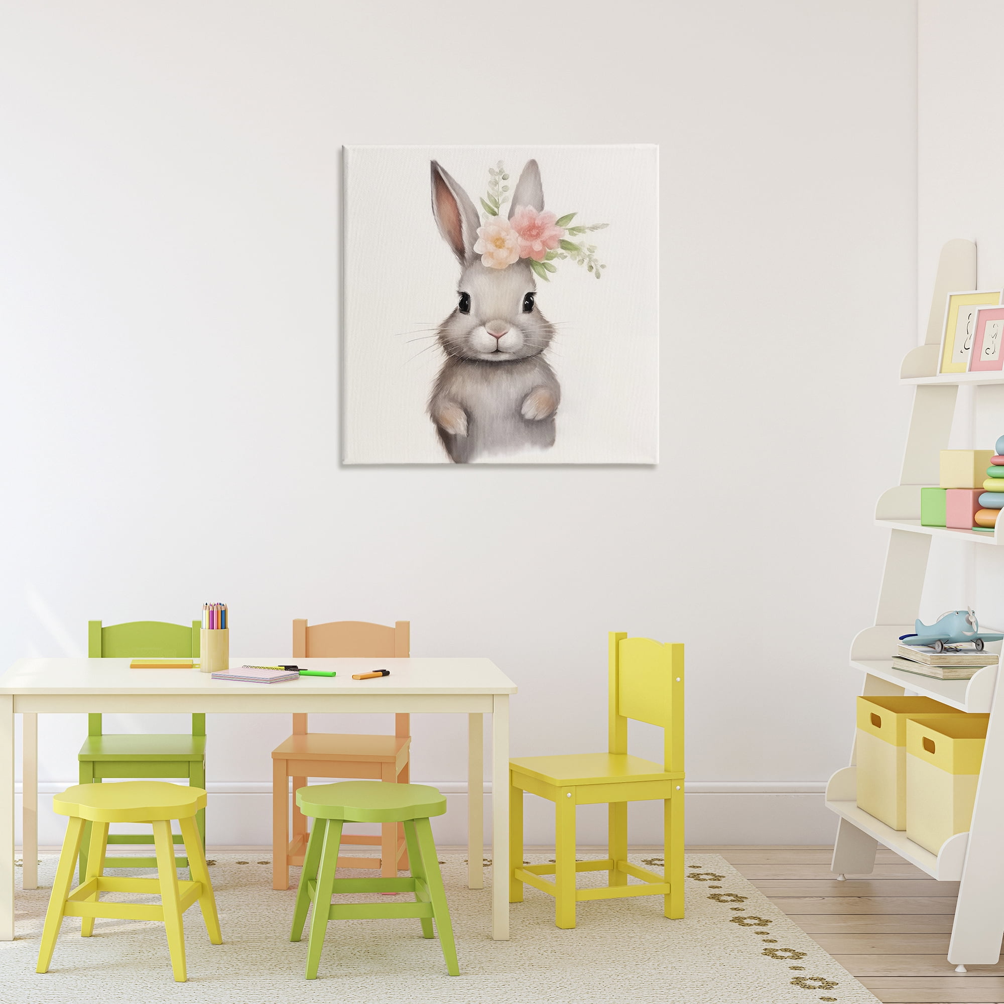 Stupell Industries Sweet Floral Crowned Bunny Canvas Wall Art, design by Lazar Studio
