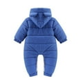 thumbnail image 6 of Tiweut Casual Tos Boys Baby Girls Winter Warm Snowsuit Bear Ears Long Sleeve Hooded Jumpsuit Zipper Down Padded Jacket Classic Fit Boy Coat Blue,0-3 M, 6 of 8