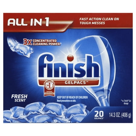 Finish Gelpacs Dishwasher Detergent, Fresh Scent, 20 Count