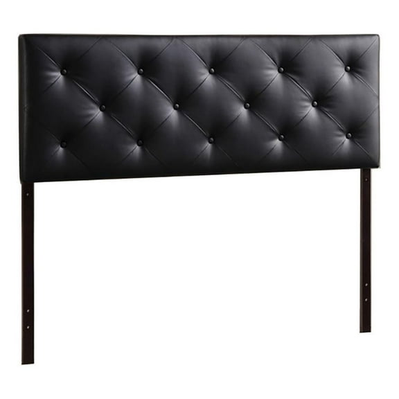 Kingfisher Lane Faux Leather Upholstered Queen Headboard in Black