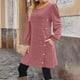 thumbnail image 1 of TaTaai Women's Long Sleeve Dress with Pockets Round Neck Button Front Casual Loose Fit A Line Midi Dress Soft Comfortable Solid Color for Spring Fall Daily Gift, 1 of 7