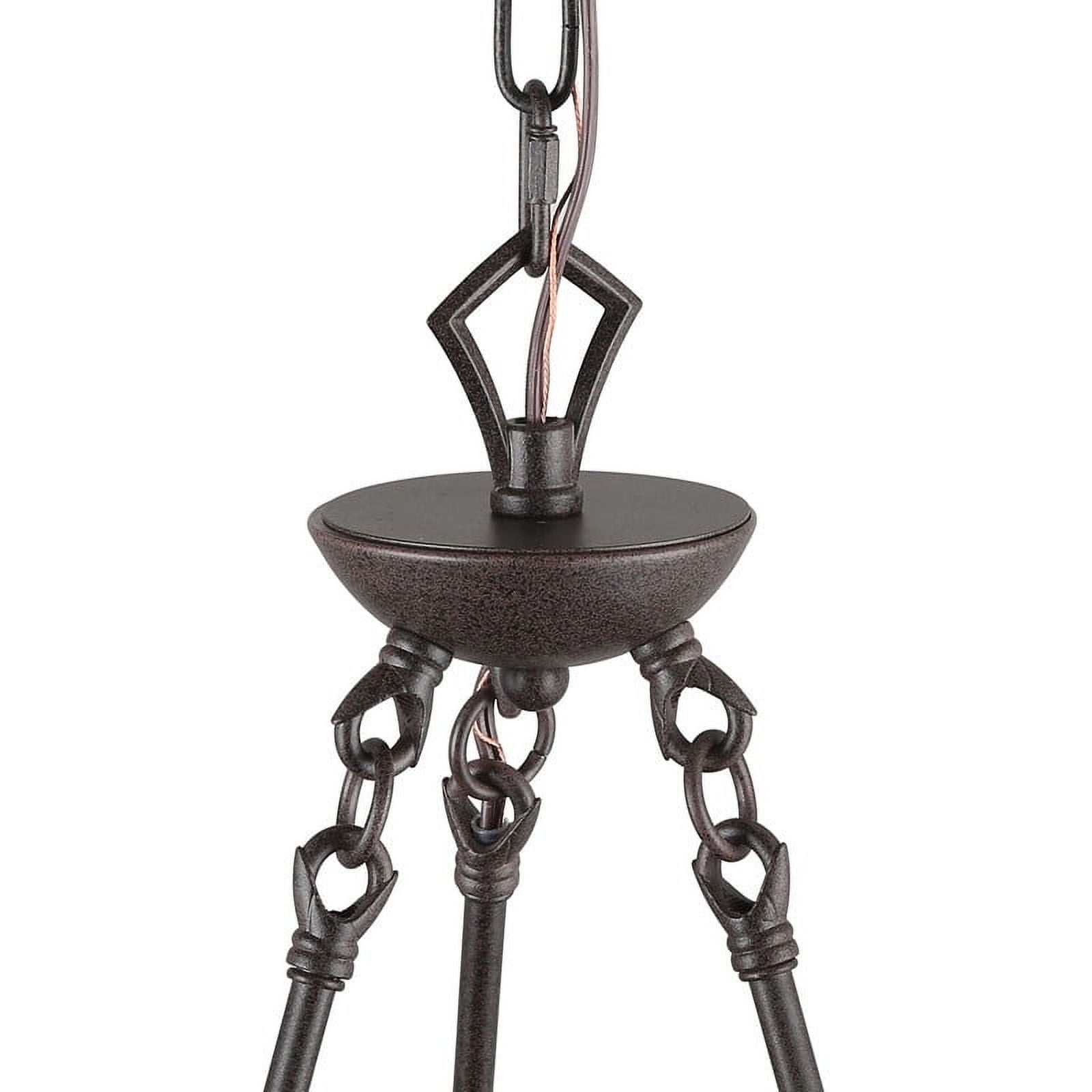LNC 6-Light Wagon Wheel Chandelier with Wood Frame and Bronze Accents