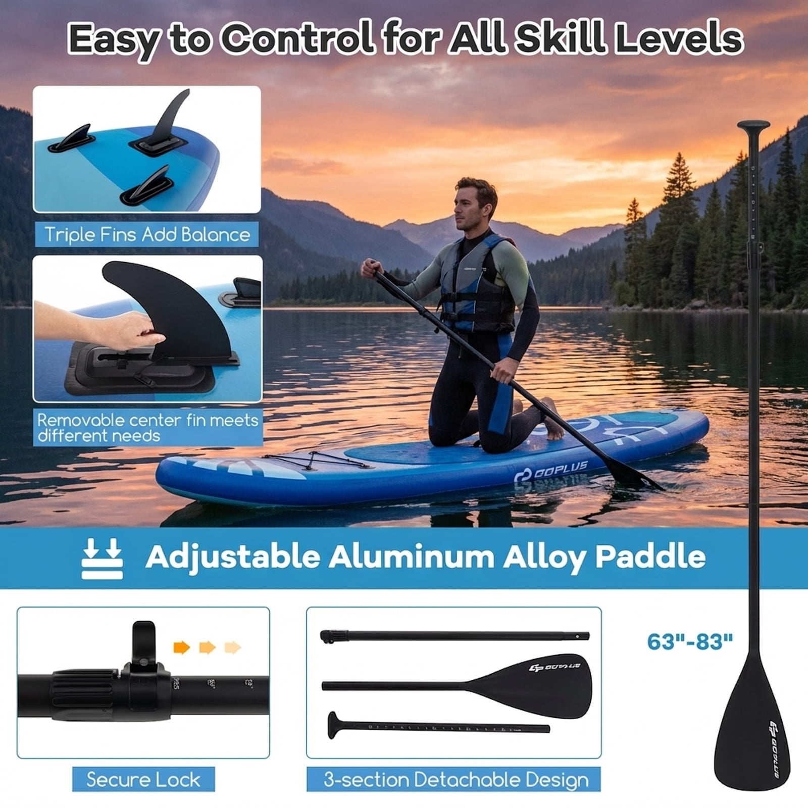 Airfind Inflatable Stand Up Paddle Board with Accessories-L