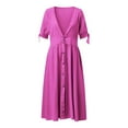 thumbnail image 1 of adviicd Robes Décontractées pour Femmes Robes d'Été Mode Longue Robe Manches Courtes Décontractée Ample Fendue Maxi Robes de Plage Violet,m, 1 of 3