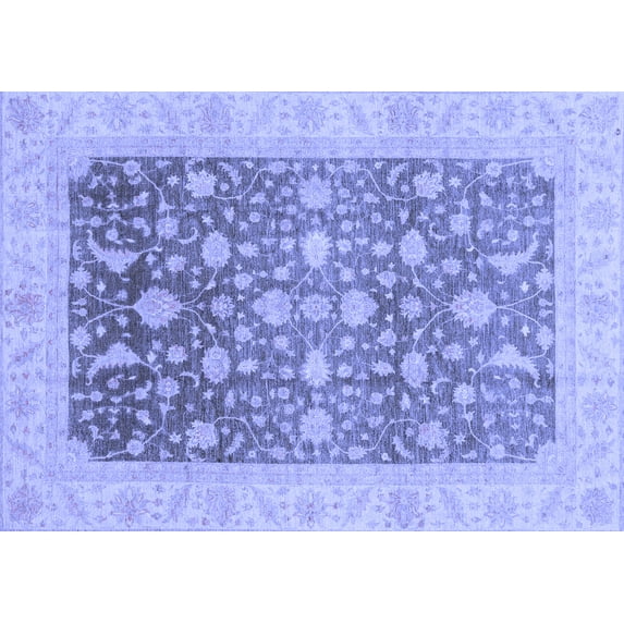 Ahgly Company Machine Washable Indoor Rectangle Oriental Blue Modern Area Rugs, 5' x 7'