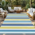 thumbnail image 3 of Fsddascl Blue Yellow Striped Outdoor Rug for Patio/Deck/Porch, Non-Slip Large Area Rug 6 x 9 Ft, Farmhouse Navy Blue Ombre Stripes Indoor Outdoor Rugs Washable Area Rugs, Camping Rug Carpet, 3 of 5