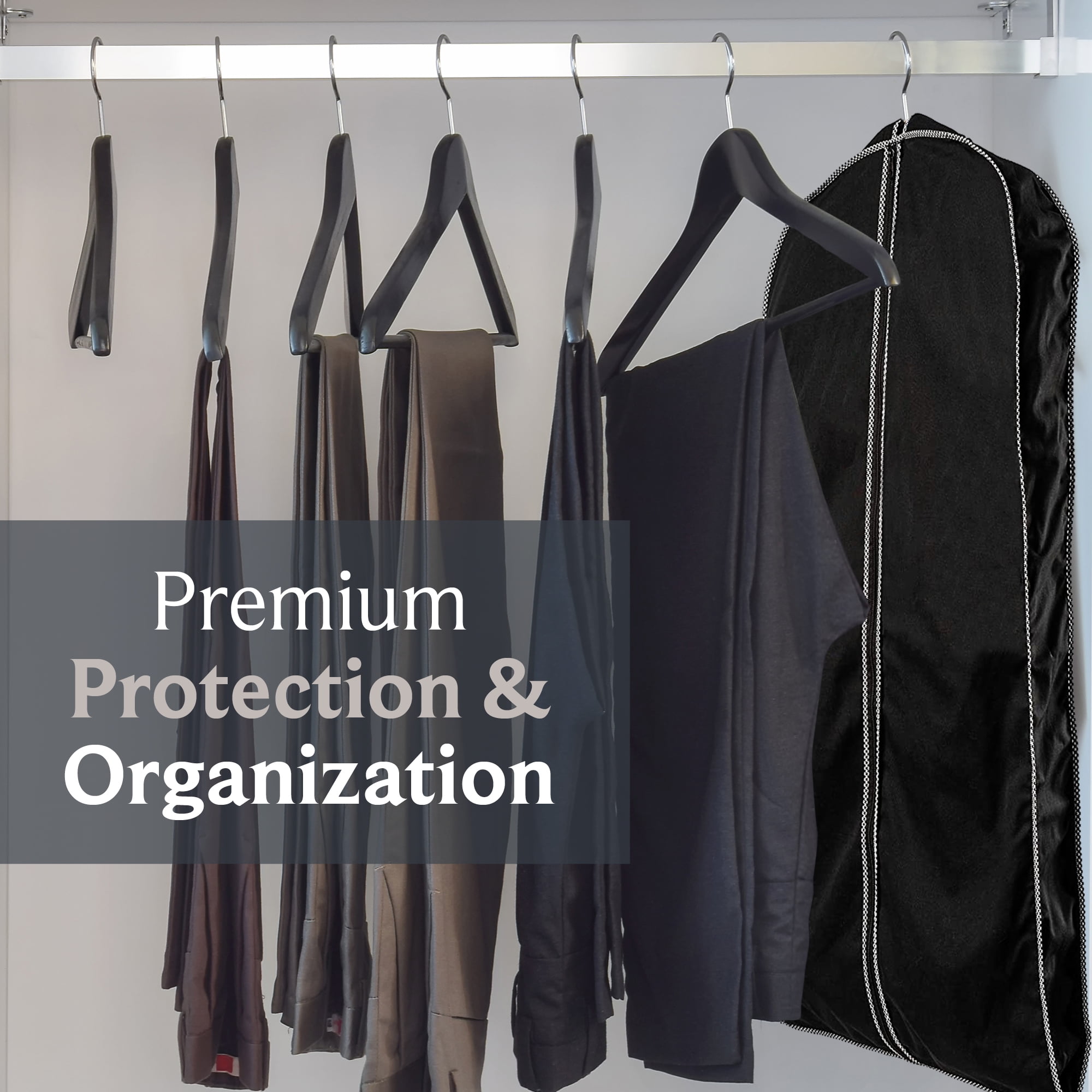 Basic LTD - 60'' Breathable Black Cotton Poplin (Gray Houndstooth Trim) Garment Bag - 1 Count