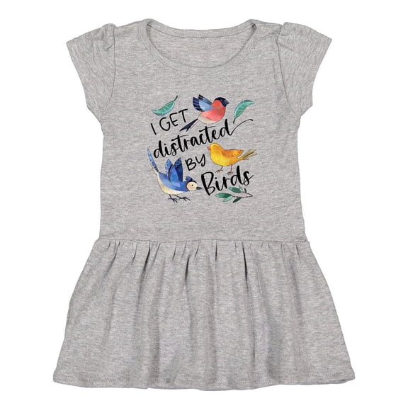 Inktastic I Get Distracted by Birds Girls Toddler Dress