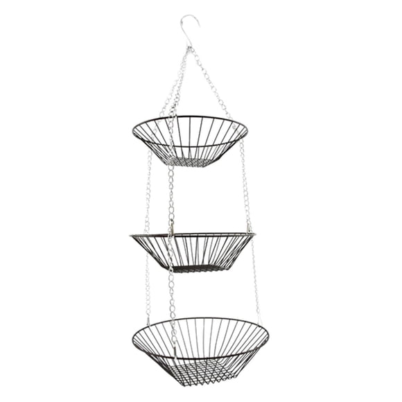 Pompotops Storage Tools Three-layer Fruit Hanging Basket Hollow Fruit Three-layer Hanging Basket Household Folding Storage Iron Hanging Basket Clearance