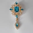 thumbnail image 3 of Broche geométrico Sonducket para mujer alfiler de aleación de cristal joyería femenina azul, 3 of 6