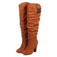 thumbnail image 5 of New Women Qupid Madge-31 Knee High Suede Chunky Heel Belted Slouch Boot Size, 5 of 5