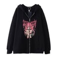 thumbnail image 2 of Estilo oscuro hip hop gótico Harajuku Y2K mariposa estampado de letras cremallera Sudadera con capucha Harajuku chaqueta sudadera, 2 of 5