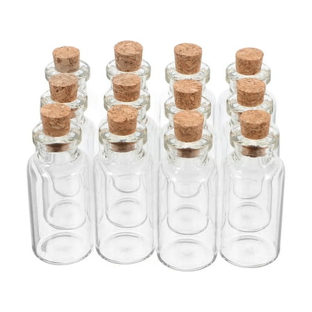 Supvox DIY Wishing Bottles Small Glass Jars Wood 12pcs