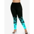 thumbnail image 3 of Rosegal Women's Plus Size High Waist Floral Print Colorblock Skinny Leggings, 3 of 4